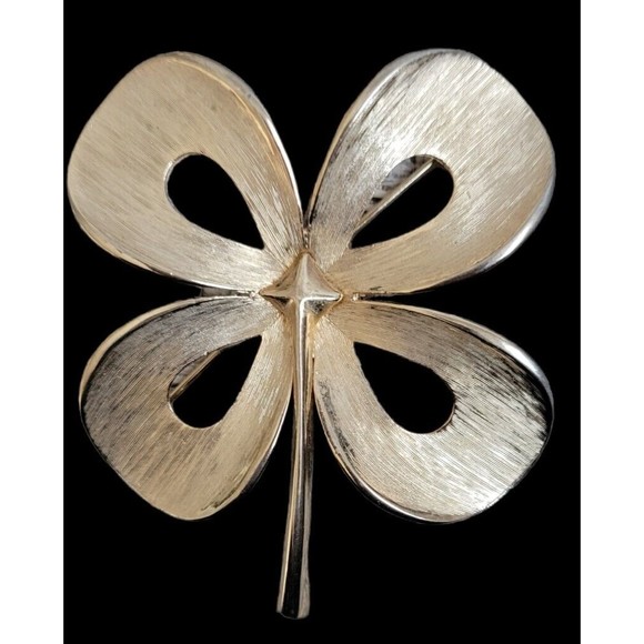 Vintage Clover Brooch 4 Leaf Large - Picture 1 of 2